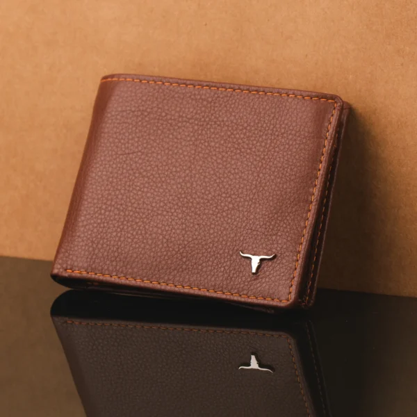 Men’s Premium Brown Leather Wallet with Contrast Stitching